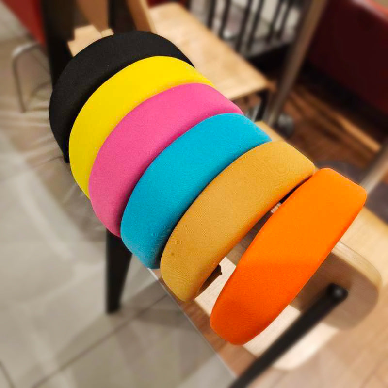 Wholesale Style Candy Color Sponge Flat Wide Edge Milk Silk Headband